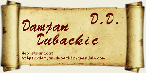 Damjan Dubačkić vizit kartica